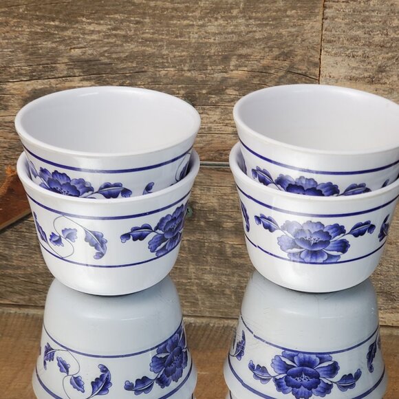 Blue Lotus Melamine Asian Tea Cups - Set of 4 - Picture 3 of 8